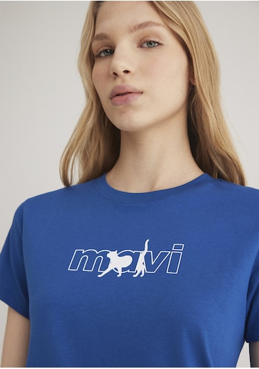 Mavi - Mavi Kedi Logo Baskılı Mavi Tişört 1611478-32213 Mavi
