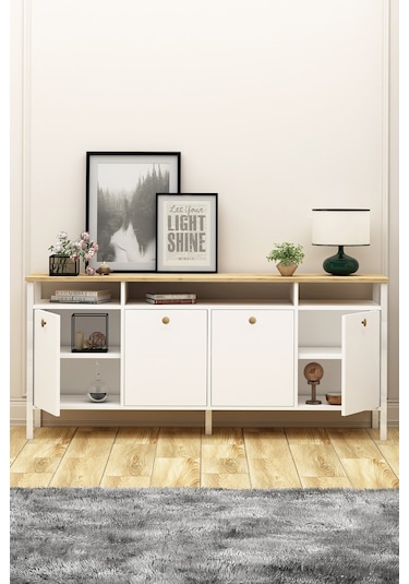 Remy Konsol Ahşap Kulplu Sepet-beyaz Sepet-beyaz