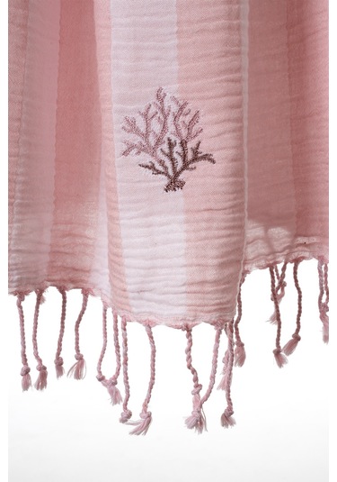 Sealine Pembe Müslin Nakışlı Peştamal 90x170 2544
