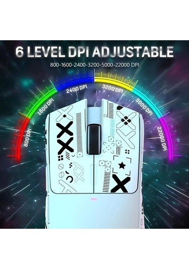 Sandwich Attack Shark X11 Beyaz Hafif Kablosuz Rgb Oyun Faresi 22k Paw3311 Sensör 5 Tuşlu Bilgisayar Mac -