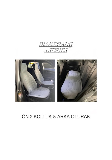 Bmw 1 Serisi 116 Uyumlu Lüx Oto Koltuk Minderi Ön Arka Oturak 3'lü Set Bumerang Serisi Gri