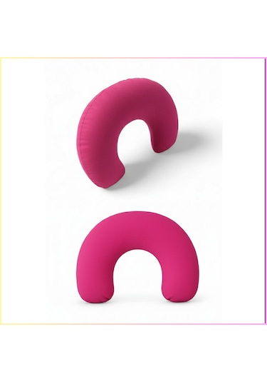 Pembe Polar Araç Boyun Yastığı 35x28 Cm Araba Otobüs Uçak Ev Ofis Seyahat Ve Yolculuk Yastığı Sarı