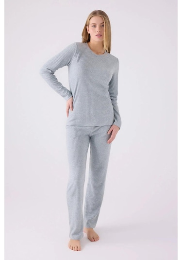 Pierre Cardin 8908 Uzun Kollu Kadın Pijama Takımı Yeşil Çok Renkli