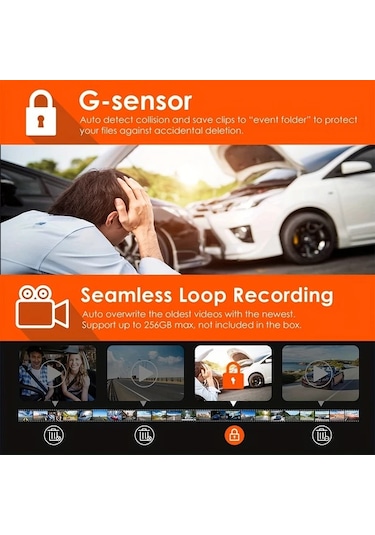 Xuweiwei Dash Cam 2k 4k 8k 3 Kanallı On Ve Arka Görüş Upgrade 4k With 32g 32gb Sd Kart Gece Görüşü