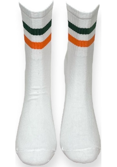 2'li Unısex Çizgili Yeşil-turuncu Ve Yeşil-kırmızı Şeritli Esnek Nem Alabilen Pamuklu Spor Soket Çoraplar Çok Renkli 2'li Unısex Çizgili Yeşil-turuncu Ve Yeşil-kırmızı Şeritli Esnek Nem Alabilen Pamuklu Spor Soket Çoraplar Çok Renkli