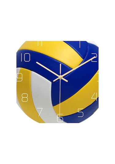 Pazly Yuvarlak Voleybol Voleybol Topu Suntek Spor Sessiz Saati Duvar 12 '' İd Çok Renkli