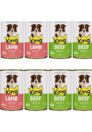 King Kuzu Etli - Dana Etli Yetişkin Köpek Konserve 12 x 400 G