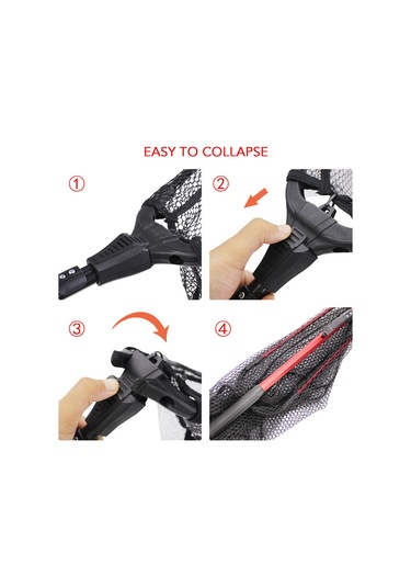 Jeehugo Alüminyum Çerçeve Triangular Çıkartılabilir Balık Av Ağı - 37x37cm Kauçuk Ağı, 47cm Katlanabilir Uzunluk, 307g Hafif Tasarım