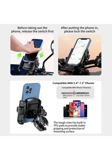 Sones Kewig Elektrikli Bisiklet Vigorously Clip Taban Braketi Açık Hava Bisikleti Cep Telefonu Navigasyon Tutucu, Model: M8sp-c4