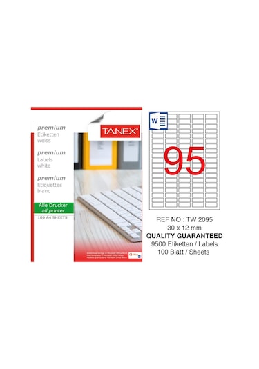 Tanex Tw-2095 Laser Etiket 100 Adet 30X12 MM