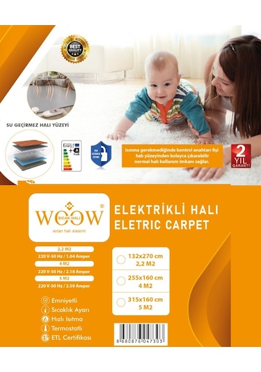 Elektrikli Sıcak Halı Çok Renkli
