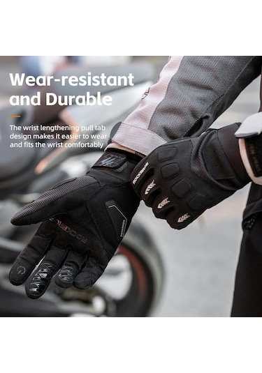 Rockbros Mt016 1 Çift Açık Bisiklet Koruma Eldiveni Dokunmatik Ekran Tam Parmak Eldiven - Siyah M