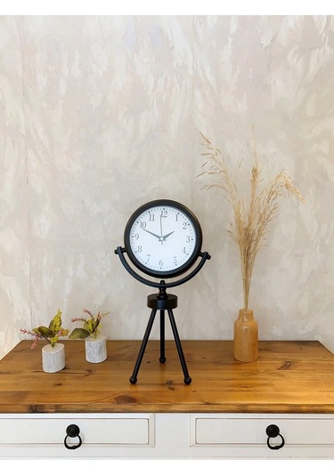 Siyah Metal Mini Tripod Masa Saati 45 26 Cm Çok Renkli