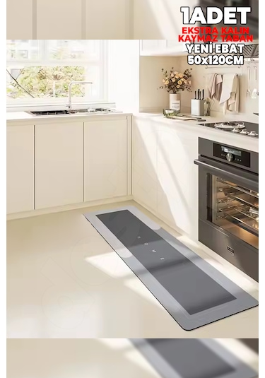 50x120cm Gri Ekstra Kalın Su Emici Kaymaz Tabanlı Gri
