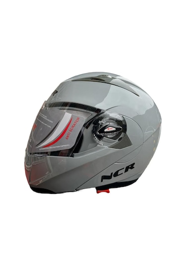 NCR Vizörlü Çene Açılır Motosiklet Kaskı Açık Nardo Gri