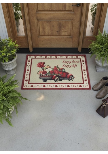 Hijyenik Kıvırcık Paspas 40x60 Cm - Islaklık Emici Kapı Önü Paspası Kırmızı