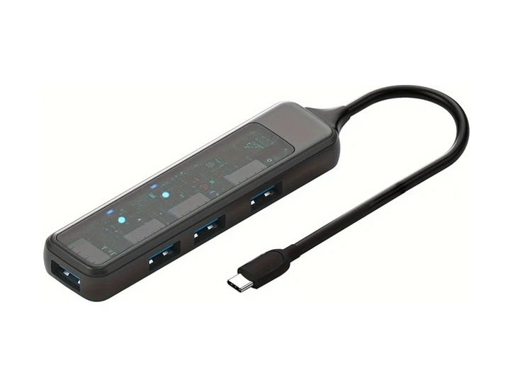 Hightower Usb 3.0 Type-c Genişletme Hub 4 Port Şeffaf Taşınabilir Disk Klavye Bağlantı