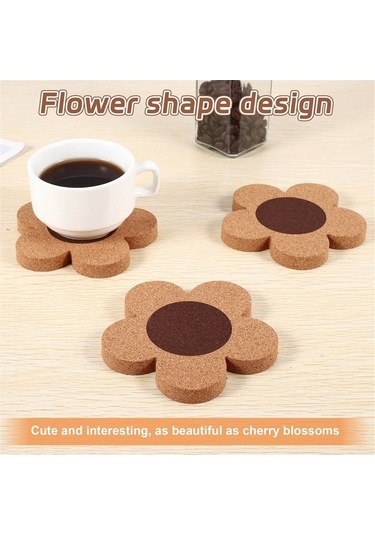 Ulzyvf Tarzı Seti Mantar Mantar Kalın Kahverengi Çiçek Bardak Bardak Altlıkları Altlığı Adet 12 Sv Kahverengi