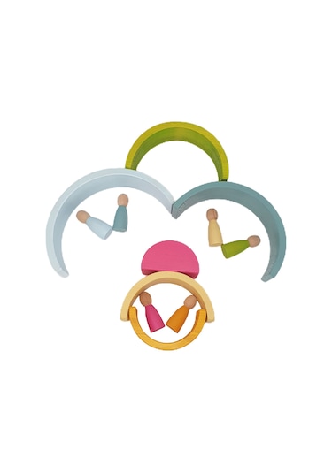 6'lı Pastel Renkler Waldorf Gökkuşağı Pegli Set Ahşap Oyuncak