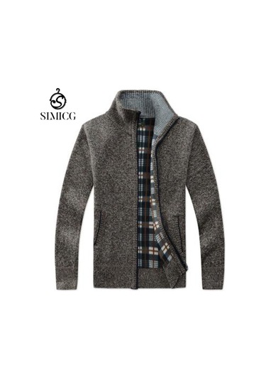 Erkek Kalınlaştırılmış Bol Kesim Düz Kesim Hırka - Kahverengi Kahve