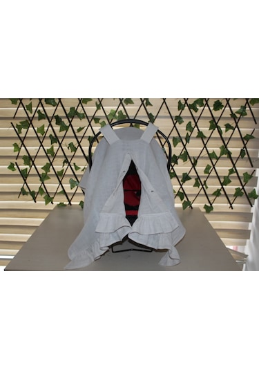 Pamuk Müslin Kumaş Puset Örtüsü Çıt Çıt Ve Fırfır Desenli Kum Rengi