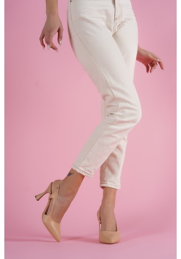 Duck Nude Yanları Açık Topuklu Ayakkabı