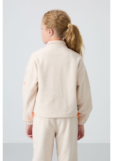 Tommy Life Bej Kalın Yumuşak Dokulu Standart Fit Nakışlı Polar Kız Çocuk Sweatshirt - 75157 Bej