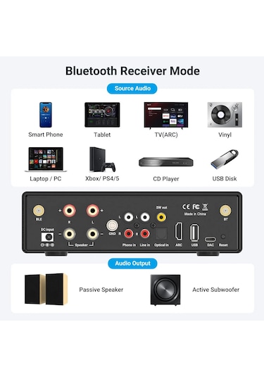 Arylic B50 Bluetooth Stereo Amfi Ses Vericili