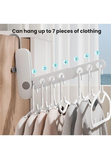 Sones Yedi Delikli Çok Fonksiyonlu Seyahat Katlanabilir Çamaşır Kurutma Askısı Mavi Mavi