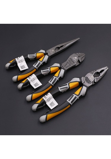 Yaleker Profesyonel Elektrikçi Pliers Seti: Çelik Telli Kesici, Uçlu Ve Eğimli Aynaklı, Krom-vanadyum Çelik, 3 Farklı Tip Seçeneği Sarı