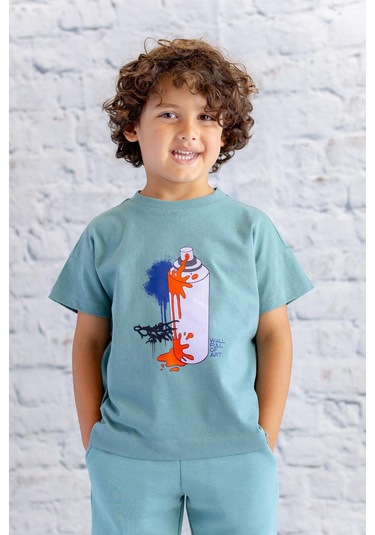 Erkek Çocuk Baskılı T-shirt - Mint Mint