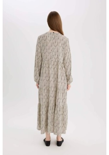 DeFacto Bisiklet Yaka Desenli Uzun Kollu Maxi Tesettür Elbise A2354AX25SPBK81