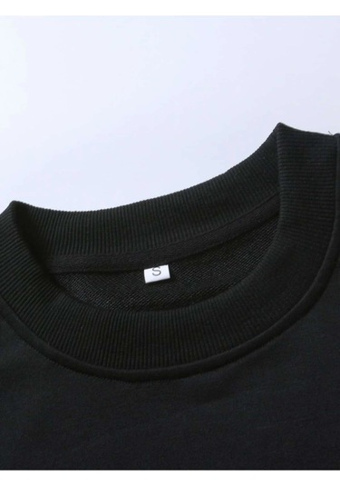 Adrift Romwe Guys Letter Skull Graphic Sweatshirt Siyah Siyah