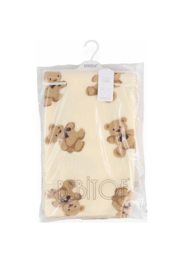 Ayı Desenli Velsoft Battaniye Ekru