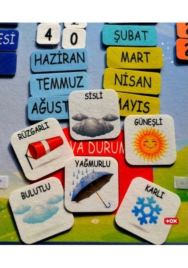 Tox Takvimi Öğreniyorum Keçe Duvar Panosu . Eğitici Oyuncak