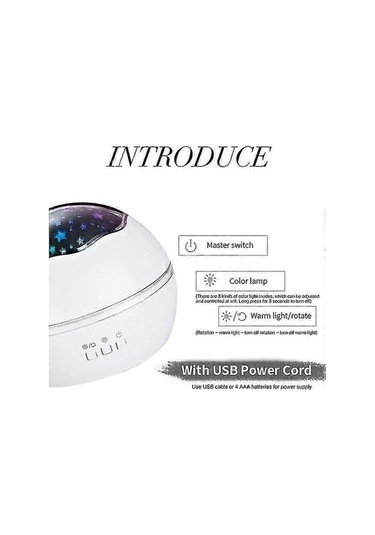 Fastbuy Çocuk Gece Lambası, Dönen Yıldızlı Gece Lambası Projektörü Çok Renkli Işık Oluşturarak Çocuklar İçin Yatak Odası Aydı Çok Renkli