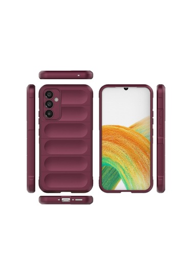 Samsung Galaxy Uyumlu A15 Kılıf Optimum Lens Çerçeveli Silikon Kapak Bordo