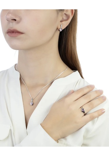 Main Dizzain 925 Gümüş Kalp Yüzük 51889765 Gri