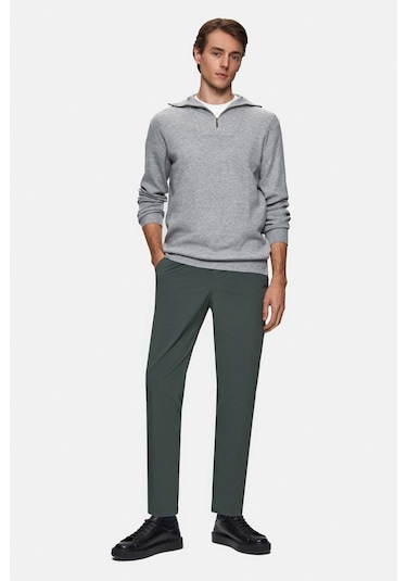 Twn Slim Fit Gri Düz Örgü Kazak 3ec0622567761 301