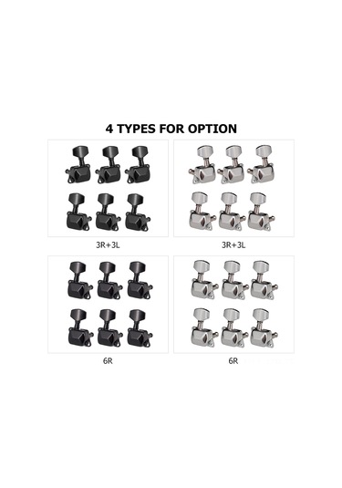 Geeroyoo Yüksek Performanslı 6 Saplı Yarı Kapalı Elektro Gitar Akort Anahtarı - Siyah