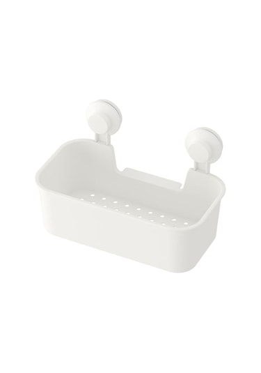 Beyaz Duş Sepeti Kare Ikea Banyo Raf Vantuzlu Sepet Beyaz