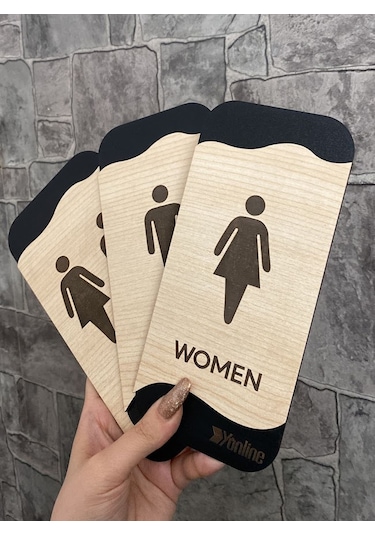 Meşe Serisi Kadın WC Erkek WC ve Genel WC 3'lü Natural Yönlendirm