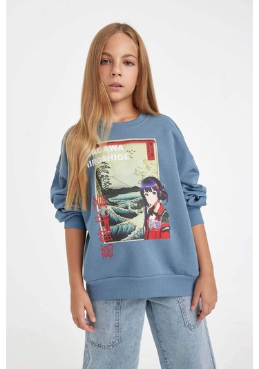 Defacto Kız Çocuk Hatsune Miku Relax Fit Bisiklet Yaka İçi Yumuşak Tüylü Sweatshirt D1120a824auın242 İndigo Defacto Kız Çocuk Hatsune Miku Relax Fit Bisiklet Yaka İçi Yumuşak Tüylü Sweatshirt D1120a824auın242 İndigo
