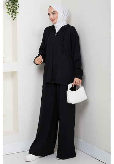 Kapüşonlu Oysho İkili Takım 1609 - Siyah Siyah