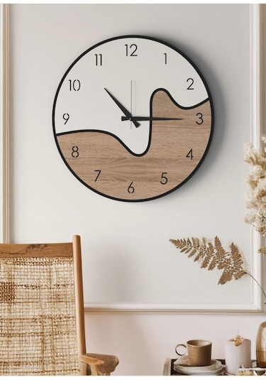Modern Ahşap Duvar Saati Sağlam Çok Şık Ve Birarada..no:47 Çok Rekli