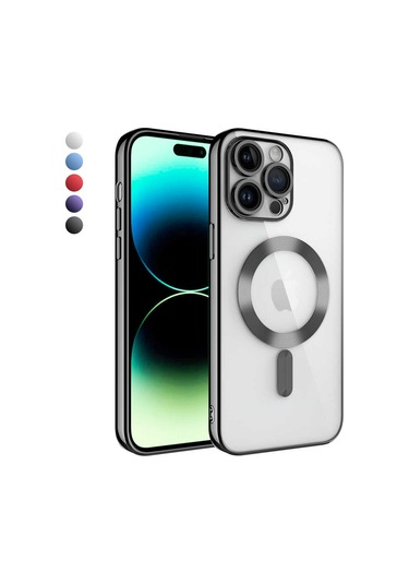 İphone 14 Pro Kılıf Magsafe Özellikli Metal Lazer Silikon Kapak