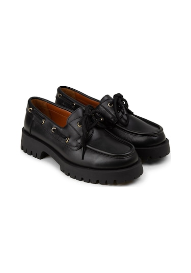 Deery Kadın Hakiki Deri Siyah Marin Loafer - 02036zsyhc02