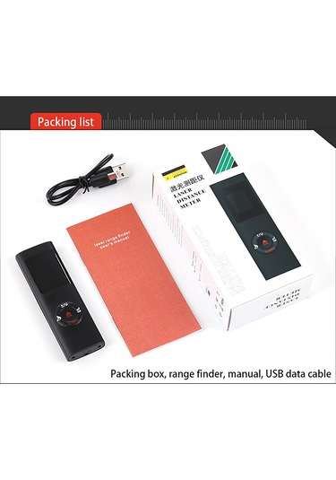 Ximistore9 40 Metre El Tipi Lazer Mesafe Ölçer, Hassas Alan-hacim Ölçümü, Usb Şarjlı, Ip54 Su Ve Toz Dayanıklı Siyah