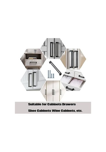 Siyah Mutfak Kapı Kolu, 6 Parça Çekmece Kolu 96 Mm C/c, Çinko Alaşımlı Dolap Kolları, Modern Yatak Odası Gardırop Kolları, Kapılı Gardırop