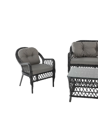 Beypazarı 2+1+1+sehpa 60 90 Baklon Bahçe Mutfak Takımı Gri